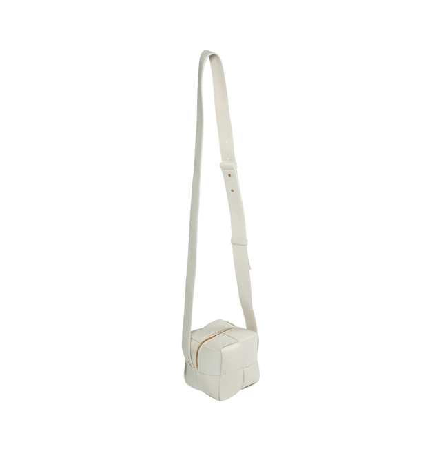 Image 2 of 3 - WHITE - BOTTEGA VENETA Mini Bag featuring crossbody strap and zipper closure. 100% lambskin. Made in Italy. 