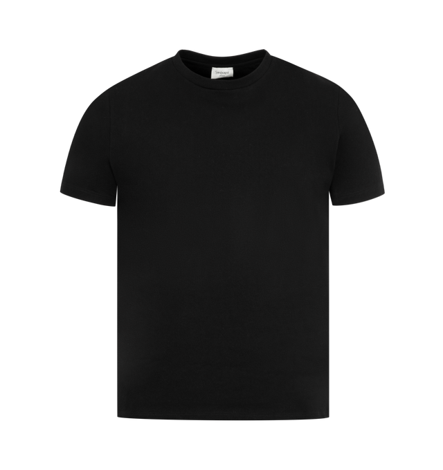 Image 1 of 2 - BLACK - SAINT LAURENT Small Fit T-Shirt featuring short-sleeves, crewneck and fitted silhouette. Cotton. Made in Italy.