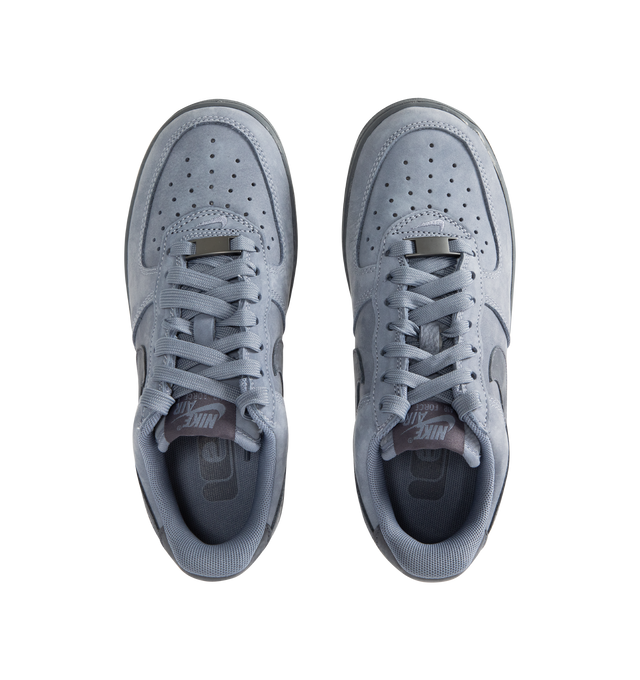 Image 5 of 5 - BLUE - NIKE Air Force 1 Low Retro Premium Sneaker featuring premium leather upper with perforated toe box, Nike Air technology and rubber outsole with heritage hoops pivot circles.