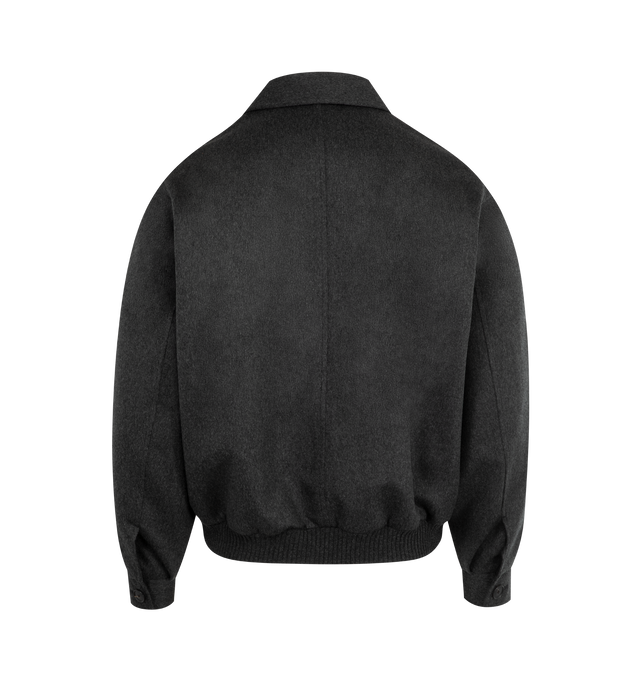 Image 3 of 4 - GREY - AURALEE Cashmere Moleskin Zip Blouseon featuringe moleskin fabric crafted from 100% rare and luxurious pure Mongolian cashmere, oversized fit, full lining, concealed zip closure, button flap front pockets, elastic waist and classic collar. 100% cashmere.