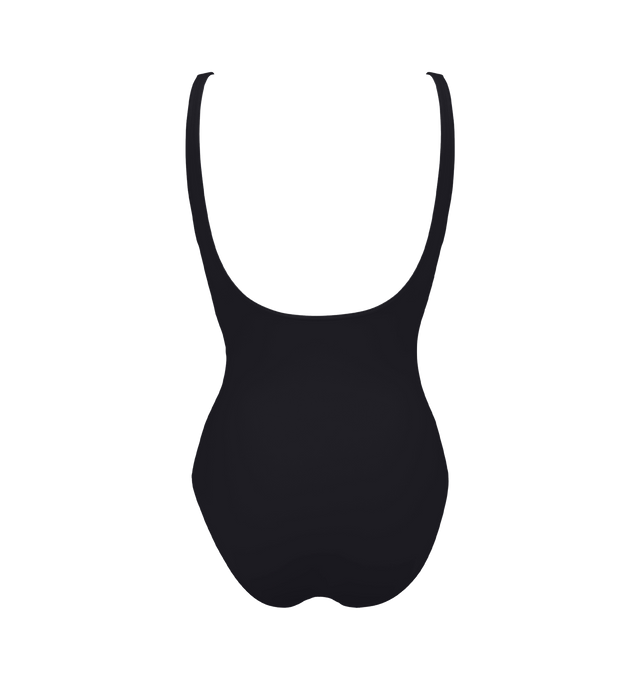 Image 2 of 6 - BLACK - ERES Asia Tank One-Piece Swimsuit featuring broad straps, round neckline and three reinforced bands around the waist. Main: 84% Polyamid, 16% Spandex. Second: 68% Polyamid, 32% Spandex. Made in France. 