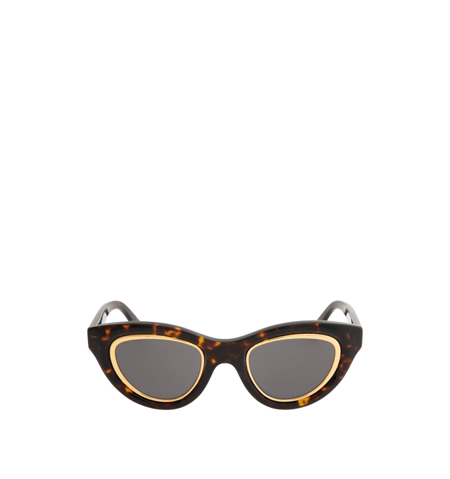 Image 1 of 3 - BROWN - LOEWE Anagram Sunglasses featuring cat eye shaped sunglasses in acetate with a metal inner rim, adjusted fit, UVA/UVB protection and gold-finish metal Anagram. Acetate. Made in Italy.