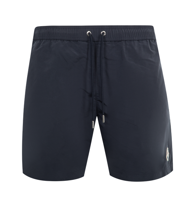 Image 1 of 3 - NAVY - MONCLER Swimwear featuring nylon technique, micro mesh lining, zipped pockets and back pocket with snap button closure. 100% polyamide/nylon.