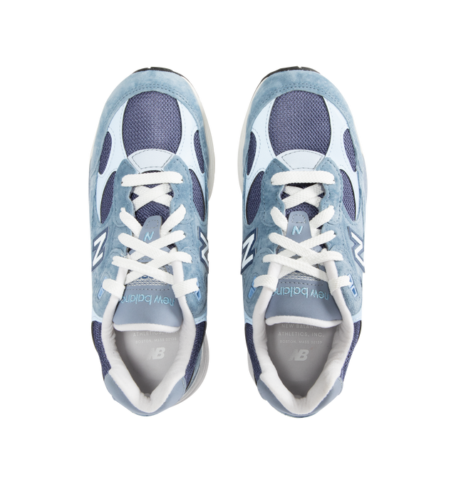 Image 5 of 5 - BLUE - NEW BALANCE 992 Sneaker featuring mesh upper, suede and synthetic overlays, ABZORB cushioning at heel and forefoot, combination ENCAP and C-CAP midsole, reflective accents designed to catch the light and NDurance rubber outsole.