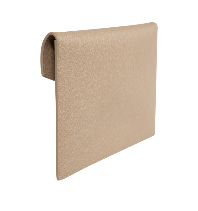 Image 2 of 3 - NEUTRAL - SAINT LAURENT Uptown Envelope Pouch in grained calfskin leather with magnetic snap closure and metal logo hardware. 10.6 X 6.2 X 0.7 inches. 100% calfskin leather. Made in Italy.