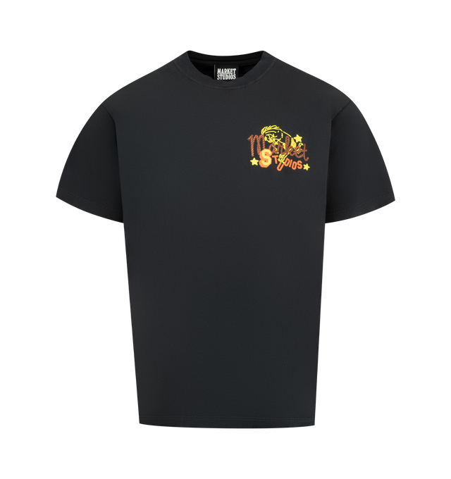 Image 1 of 2 - BLACK - MARKET Desert League Graphic T-Shirt featuring a relaxed fit, crewneck, short sleeves and graphic on front and back. 100% cotton.