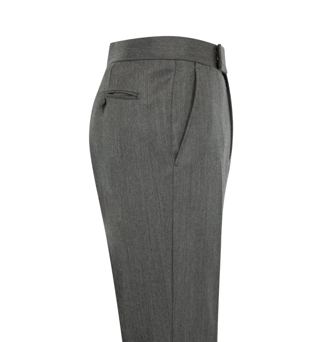 Image 3 of 3 - GREY - Tom Ford Men's Moulin Twill Flat Front Straight Pant is crafted from moulin twill and features a flat-front construction with a straight-leg silhouette. Expertly tailored for a clean, streamlined profile, these trousers reflect Tom Fords refined approach to modern suiting and elevated wardrobe essentials. Main Material: Moulin Twill.Show more lines