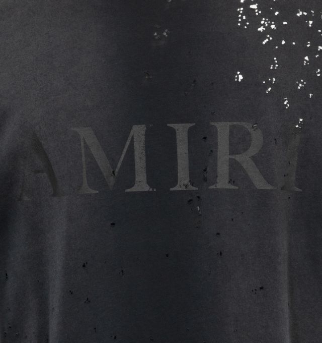 Image 4 of 4 - BLACK - AMIRI MA CORE LOGO TEE is a faded shotgun jersey t-shirt and has a crew neckline, faded Amiri logo at back, short sleeves, pullover style and fits true to size. 100% cotton. 