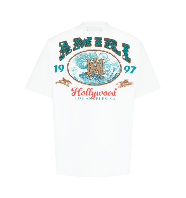 Image 2 of 2 - WHITE - Amiri Men's Hollywood Oversized Tee is crafted from soft cotton and features a relaxed oversized silhouette detailed with Hollywood-inspired graphics across the front and back. Main Material: Cotton. Fit: Oversized. Details: Graphic Prints at Front and Back.