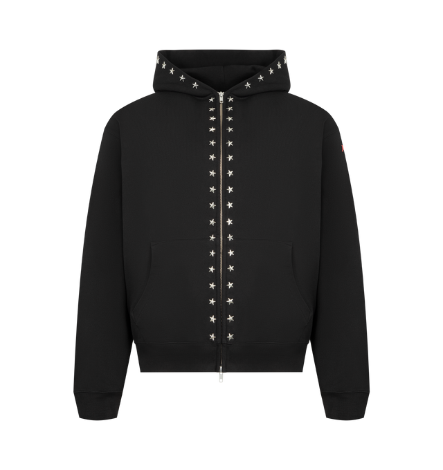 Image 1 of 3 - BLACK - PLEASURES Dane Studded Hoodie featuring star embellishment, zip fastening, skull motif, studded detail and drawstring hood. 100% cotton.