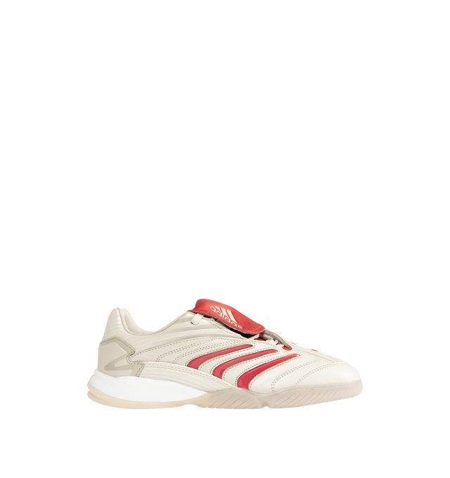Image 1 of 5 - WHITE - ADIDAS Predator Sala Sneaker featuring a fold-over tongue, regular fit, lace closure, leather upper, leather lining and rubber outsole.