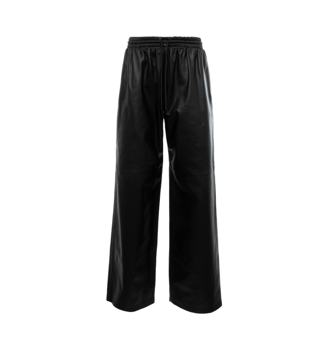 Image 1 of 4 - BLACK - WARDROBE.NYC Leather Track Pant featuring a relaxed fit, elasticated waist with drawcords and zipped pockets. 100% leather. Lining: 100% cotton. Made in France. 