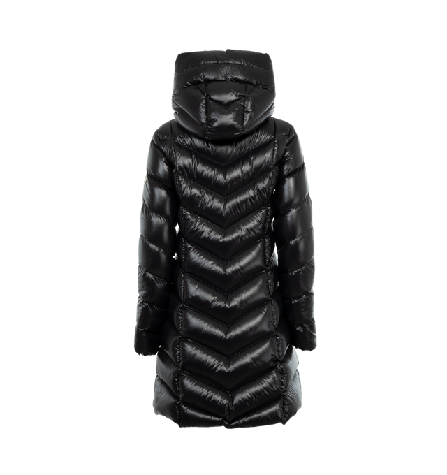 Image 2 of 2 - BLACK - MONCLER Fulmarus Long Down Jacket featuring nylon laqu lining, down-filled, hood, zipper closure, zipped pockets and felt logo. 100% polyamide/nylon. Padding: 90% down, 10% feather.
