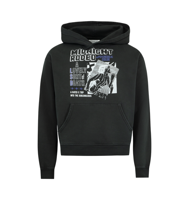 Image 1 of 2 - BLACK - MIDNIGHT RODEO American Exxtasy Hoodie featuring pull-on styling, front and back graphic, kangaroo pocket, fleece lining and hoodie. 100% cotton.