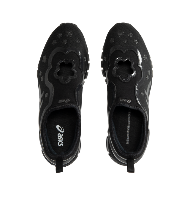 Image 5 of 5 - BLACK - ASICS Mens GEL-Quantum 360 I Sneakers feature a printed synthetic mesh upper with closed mesh panels. Designed with FF BLAST PLUS cushioning, GEL technology, TRUSSTIC support system, lace-up closure, and a durable rubber outsole. Upper: Synthetic; Midsole: FF BLAST PLUS, GEL Technology, TRUSSTIC; Outsole: Rubber.