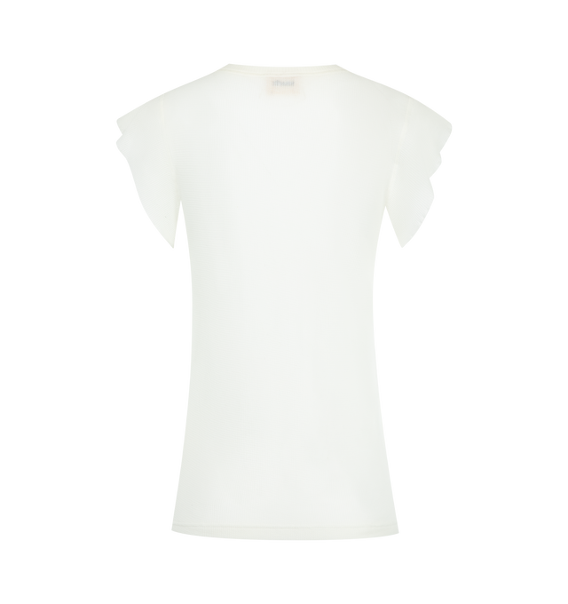 Image 2 of 2 - WHITE - KHAITE Angel Top featuring lightweight jersey, ribbed Japanese cotton, matte finish, dry fee, angled cap sleeves, baby hems, self-bound neckline, three-needle coverstitched side seams and smooth turn-back hem. 100% cotton.