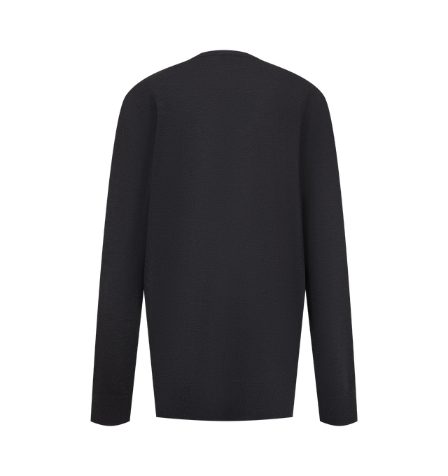 Image 2 of 2 - GREY - Toteme Women's Fine V-Neck Knit is crafted from fluid lyocell blended with cashmere and features a relaxed, extra-long silhouette with a deep V-neckline. Ribbed trim finishes the neckline, hem, and cuffs. Main Material: 90% Lyocell, 10% Cashmere.
