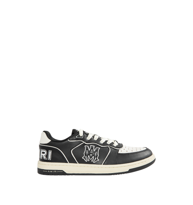 Image 1 of 5 - BLACK - AMIRI Newport Sneaker featuring smooth leather with a signature star perforation on the toe, logo detail on the sidewall, lace-up fastening and round-toe.