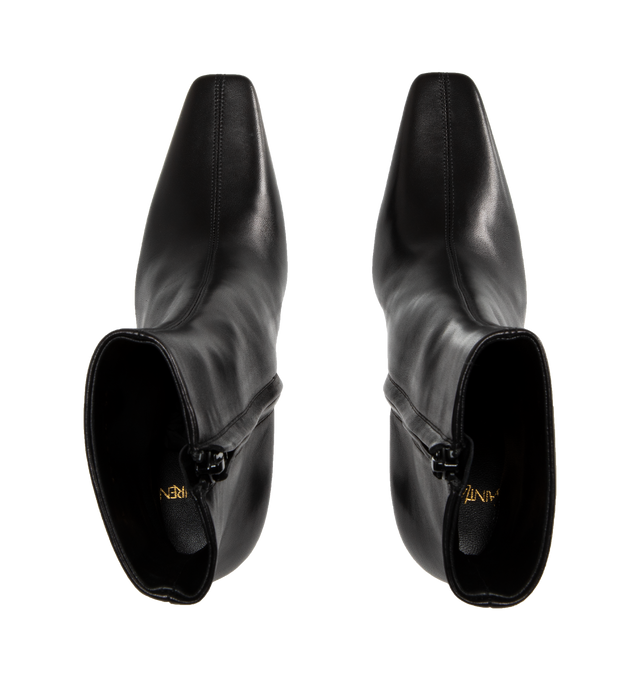 Image 4 of 4 - BLACK - Saint Laurent Josie Booties are a pull-on style and they have square pointed toes. Leather lining and footbed. Made in Italy.