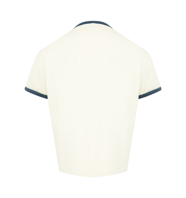 Image 2 of 2 - WHITE - LE PERE MAN-IFIQUE Ringer T-Shirt featuring collegiate, and nostalgic graphic on front, short sleeves, crew neck and contrasting trim. 100% cotton. Made in Portugal.