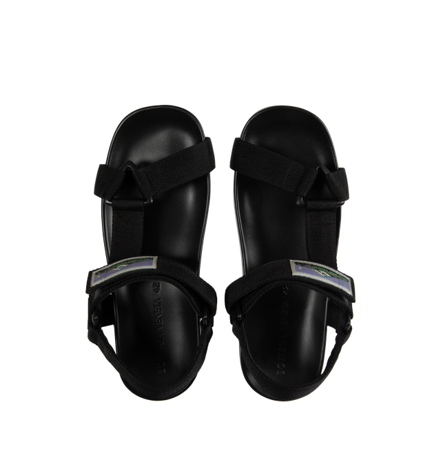 Image 4 of 4 - BLACK - BOTTEGA VENETA Trip Sandal featuring open toe, t-strap vamp, adjustable grip ankle strap and grip slingback strap. Rubber outsole. Made in Italy. 