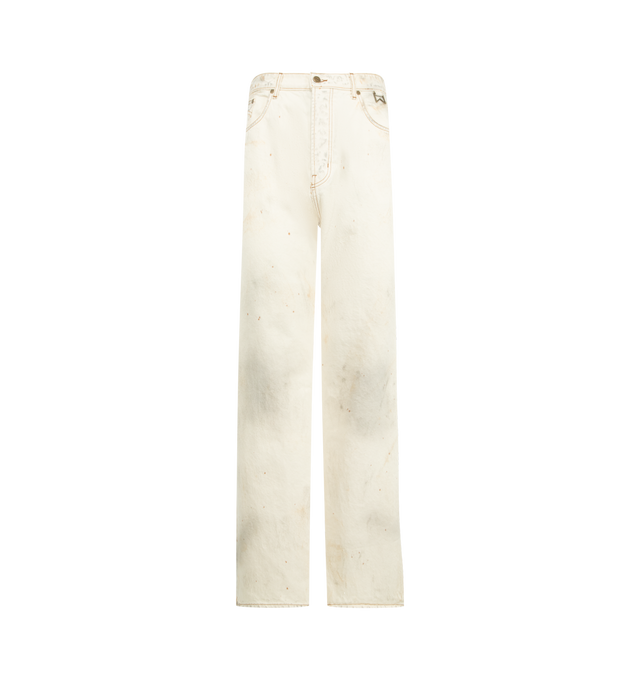 Image 1 of 3 - WHITE - RHUDE Traxedo Jean featuring a wide-leg silhouete, five-pocket style and zip fly, button closure. 100% cotton. Made in USA.