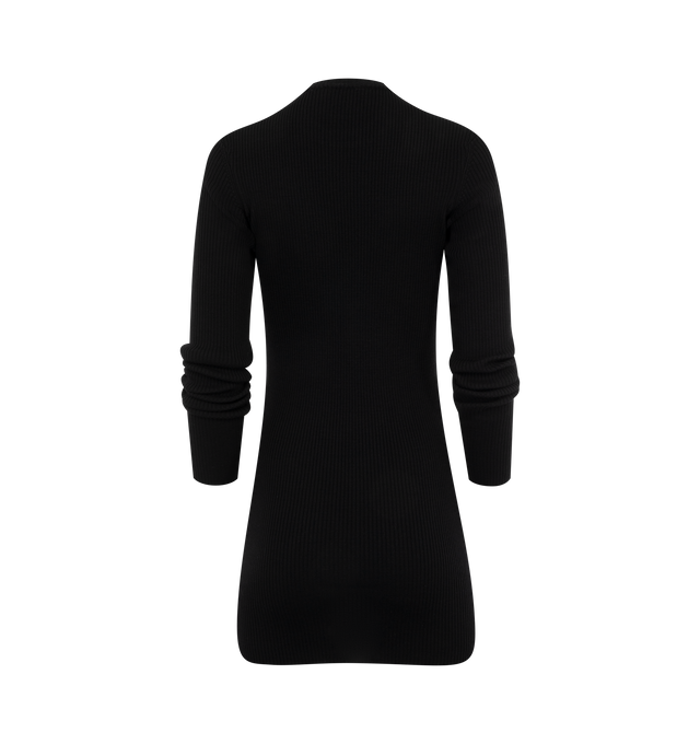 Image 2 of 2 - BLACK - WARDROBE.NYC Ribbed Mini Dress has a ribbed knit design, long sleeves, and crew neck. 100% wool. Made in Italy.