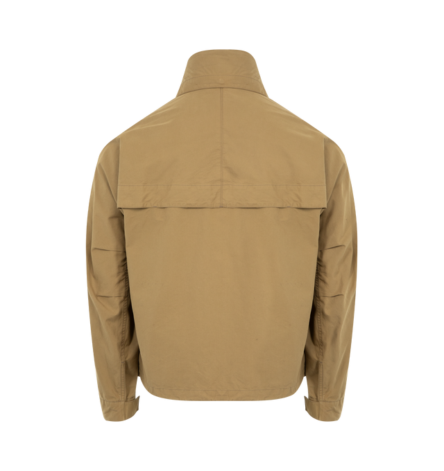 Image 2 of 4 - BROWN - LEMAIRE Short Rain Parka featuring water-repellent VENTILE cotton, boxy fit, lightweight unlined hooded model, high collar with drawstring, long sleeves with buttoned tabs, concealed zip and snap fastening, deep flap patch pockets, adjustable drawstrings at waist and VENTILE collaboration label inside. 100% cotton. Made in Romania.
