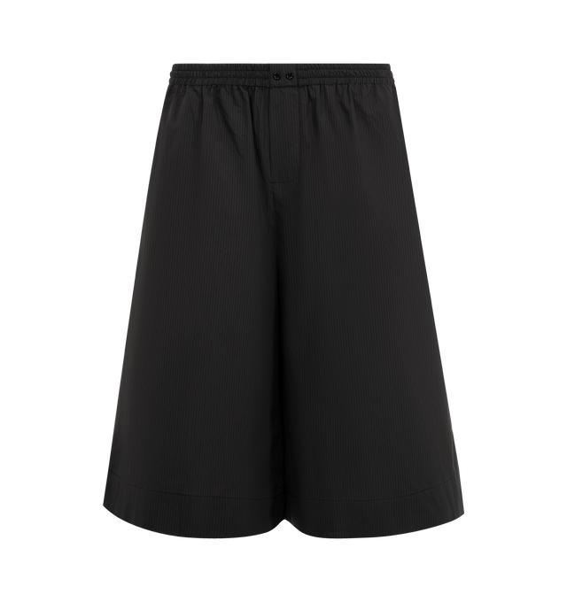 Image 1 of 2 - BLACK - DEIJI STUDIOS Long Lounger Short featuring easy pull-on, long line boxer, button detail at front placket and a gathered elastic waistline for a relaxed fit. 100% GOTS certified organic cotton.