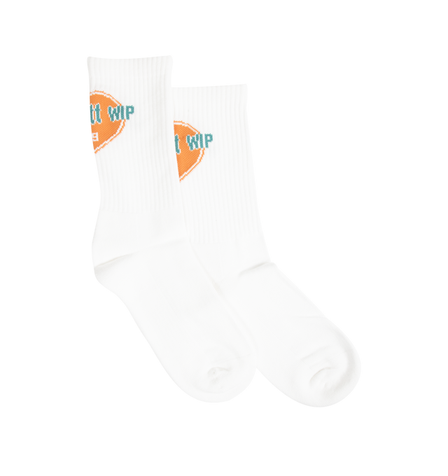 Image 1 of 3 - WHITE - CARHARTT WIP Growth Socks featuring stretch-cotton yarn, a jacquard motif at the ankles, ribbing on top and french terry inside sole panel. 80% cotton, 18% polyester, 2% elastane.