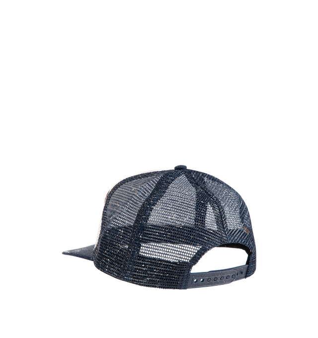 Image 2 of 2 - NAVY - GALLERY DEPT. Alex Hand-Paint Woven Baseball Cap featuring strap fastening, curved peak, brand and text print at front, hand painted at front, contrast mesh panels and internal sweatband. 100% polyester. Made in USA.