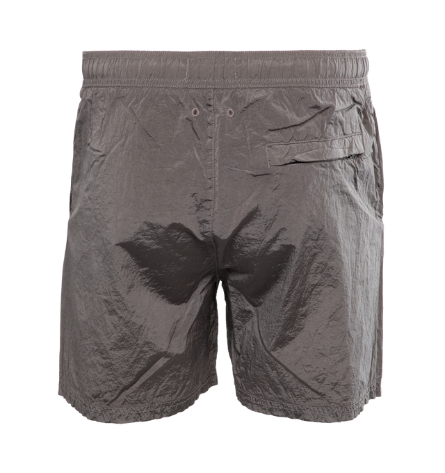 Image 2 of 4 - GREY - STONE ISLAND Swimming Trunks featuring regular fit, slanting hand pockets, one back pocket with hidden zipper closure, Stone Island Compass patch logo on the left leg, inner mesh and elasticized waistband with inner drawstring. 100% polyamide/nylon. 