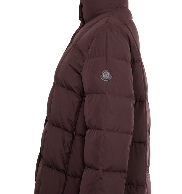 Image 3 of 3 - RED - MONCLER Cochevinne Square-Quilted Short Down Jacket featuring longue saison lining, down-filled, snap button closure, zipped pockets and leather logo patch. 100% polyester. Lining: 100% polyamide/nylon. Padding: 90% down, 10% feather. Made in Moldova.