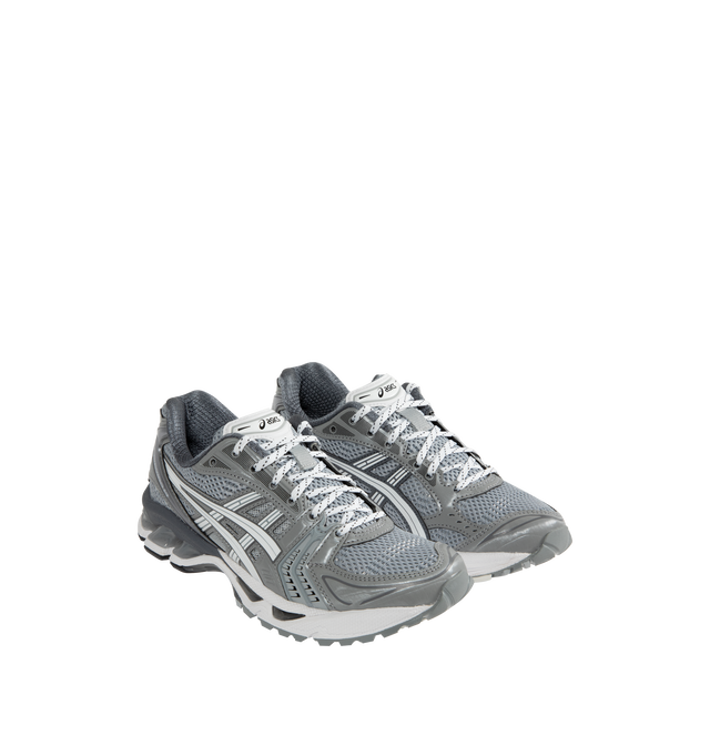 Image 2 of 5 - GREY - ASICS H Beauty & Youth Gel-Kayano 14 Sportstyle Shoes are lace-up style with rip-stop underlays, GEL cushioning, and TRUSSTIC support system. Unisex style in men's sizing.