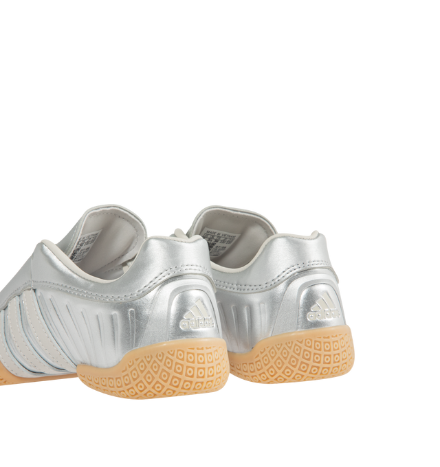 Image 3 of 5 - SILVER - ADIDAS Taekwondo Mei Elite Sneaker featuring regular fit, lace closure, synthetic and leather upper, textile and leather sockliner, rubber outsole, asymmetric lacing, decorative stitching on the toe and stripes wrapped around the outsole.