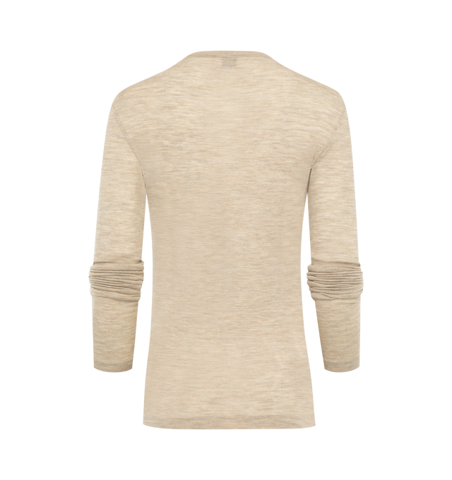 Image 2 of 2 - BROWN - SAINT LAURENT Wool Top featuring semi-sheer round-neck top and long sleeves. 100% wool. Made in France.