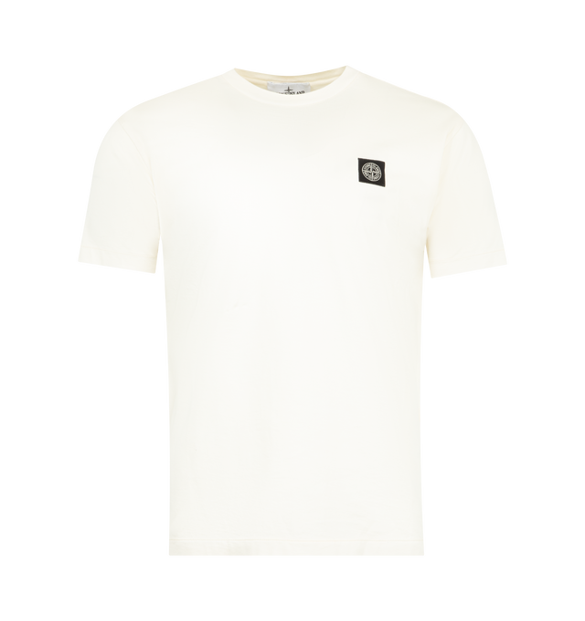 Image 1 of 2 - WHITE - STONE ISLAND Logo T-Shirt featuring crew neck, short sleeves, logo label on the chest and straight hem. 100% cotton.
