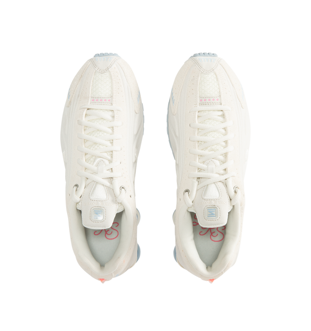 Image 5 of 5 - WHITE - NIKE Shox R4 SE Sneaker featuring synthetic, leather and textile upper, Nike Shox cushioning, circular Waffle outsole and laser perforations throughout.