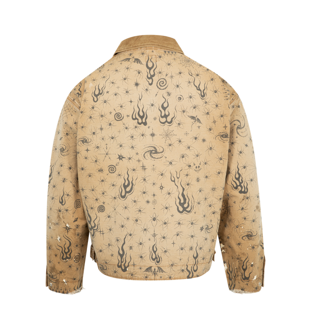 Image 2 of 3 - BROWN - SAINT MICHAEL DW Detroit Jacket Dr. Woo featuring zip front closure, 3 front pockets, collar and print throughout.