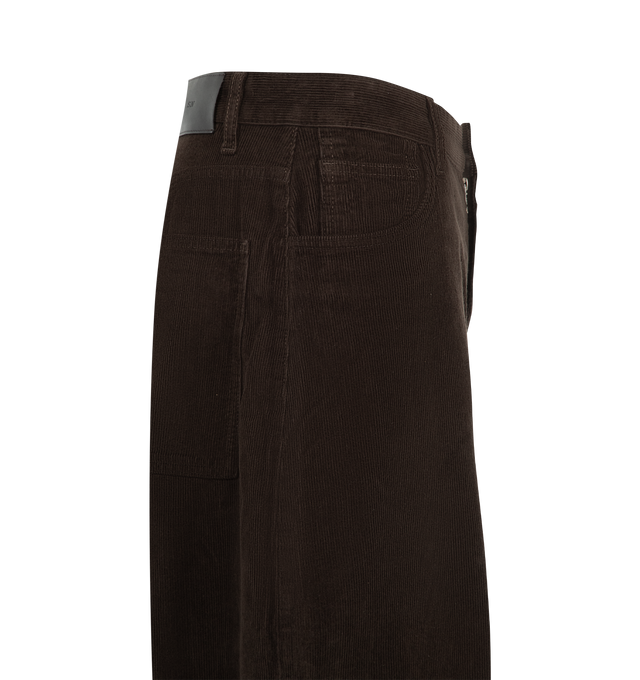 Image 3 of 3 - BROWN - Studio Nicholson Men's Volume Jeans featuring exaggerated, balloon-shaped leg, button fastening, classic five pockets, belt loops and logo patch to the rear. Cotton.