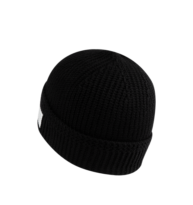 Image 2 of 2 - BLACK - VISVIM Cotton Knit Beanie featuring ribbed construction, rolled cuff with interior and exterior woven logo tags. 100% cotton.