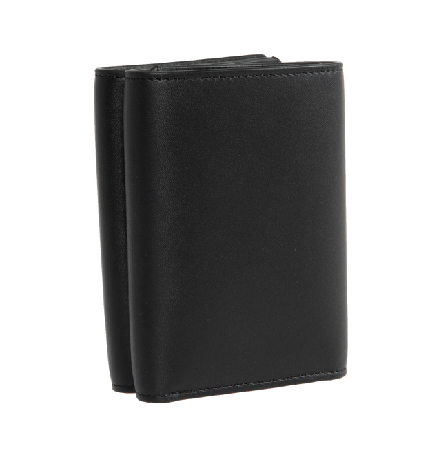 Image 2 of 4 - BLACK - LOEWE Trifold Wallet featuring debossed LOEWE Anagram patch, snap button closure, six card slots and large pocket for notes, coin compartment and calfskin lining. Satin Calf. 3.1 x 4 x 1.5 inches. Made in Spain. 