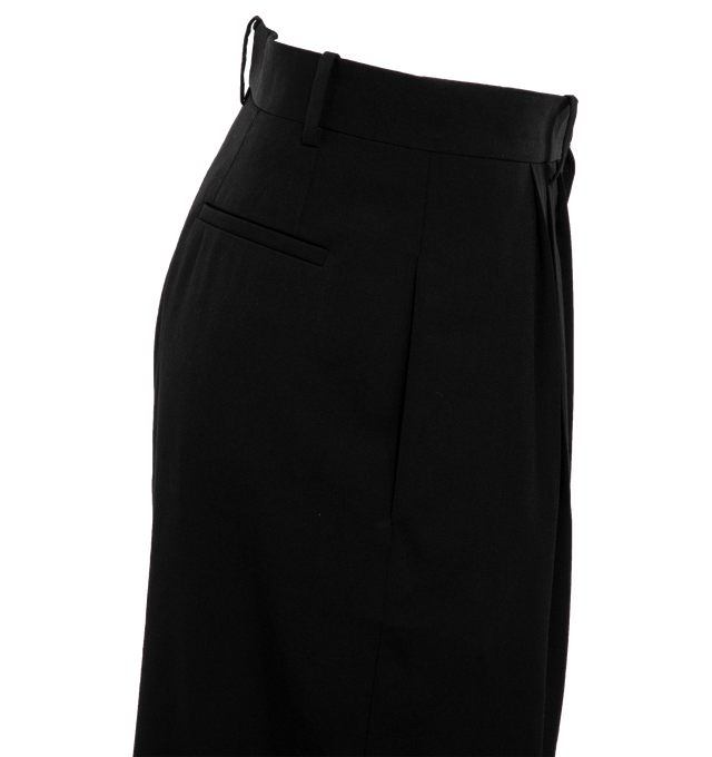 Image 3 of 3 - BLACK - THE ROW Oversized tailored pant in lightweight wool with relaxed baggy fit created by pressed double front pleats, back welt pockets, and zipper fly closure.100% Wool. Made in Italy. 