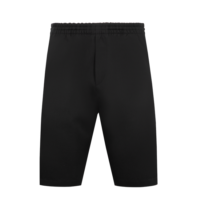 Image 1 of 4 - BLACK - BOTTEGA VENETA Wool Grain De Poudre Shorts featuring wool grain de poudre shorts, wide leg and elastic waistband. 100% wool. Made in Italy.