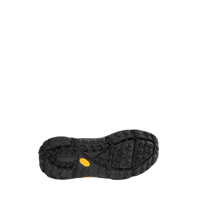 Image 4 of 5 - BROWN - HOKA Tor Summit+ Pony Hair Sneaker featuring pony hair leather upper, metal eyelets + hiking-style lacing system, Vibram Megagrip outsole for traction on varied terrain, cushioned midsole for long-wear comfort, pull tabs at heel and tongue for easy entry and ;ow-cut hiking silhouette.