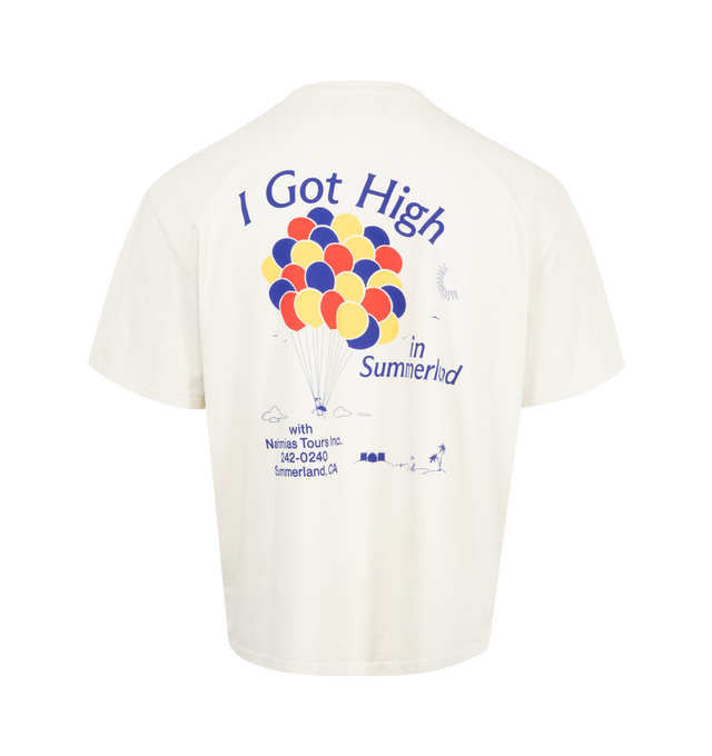 Image 2 of 2 - WHITE - NAHMIAS High In Summerland Boxy T-shirt featuring short sleeves, boxy fit, crew neck, logo on front and graphic on back. 100% cotton.