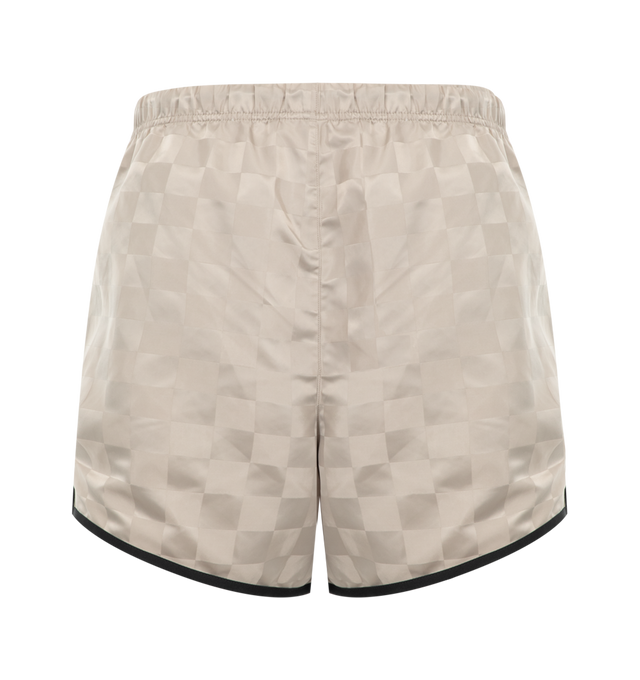 Image 2 of 3 - NEUTRAL - Fear of God Essentials Mens Checkered Gym Shorts are crafted from nylon. Feature a relaxed fit, and an elasticized waistband with drawstring. Main Material: Nylon.