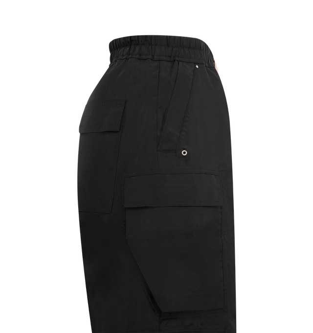 Image 3 of 3 - BLACK - DRKSHDW Double Cargo Jumbo Belas Pants featuring drawstring waistband, side slant pockets, side flap-patch pockets, back welt pockets and exposed zip fly. Made in Italy.