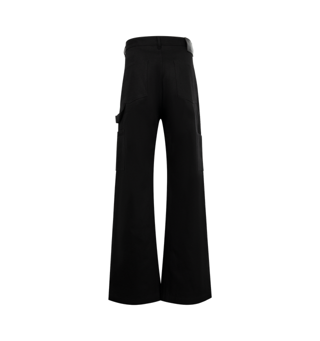Image 2 of 3 - BLACK - Rick Owens DRKSHDW Geth Pant featuring concealed front button closure, belt loops, logo detail, five pockets and a Double Knee reinforcement. 100% cotton. Made in Japan.