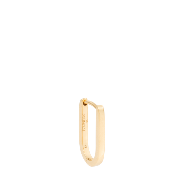 Image 2 of 2 - GOLD - FOUNDRAE Petite Fob Earring featuring 18 karat yellow gold, measures 15 mm long and 1.6mm wide with hinge closure. Hirshleifers offers a range of pieces from this collection in-store. For personal consultation and detailed information about jewelry, please contact our dedicated stylist team at personalshopping@hirshleifers.com.